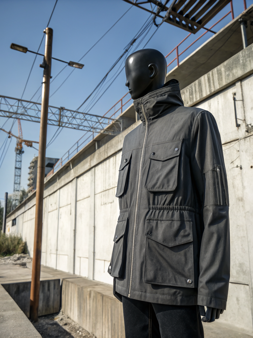 K180 tactical utility canvas field jacket in charcoal